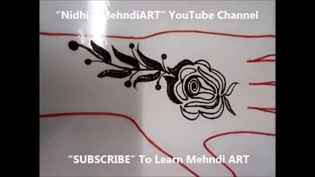 Stylish Gulf Style Rose Flower With Leaves Henna Mehndi Art Design Tutorial