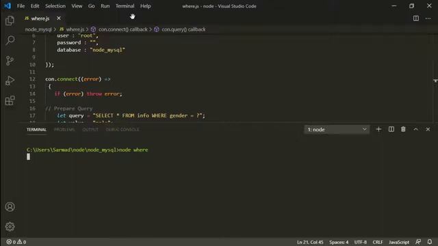 HOW TO USE WHERE CLAUSE IN QUERY WITH NODE.js MYSQL смотреть онлайн