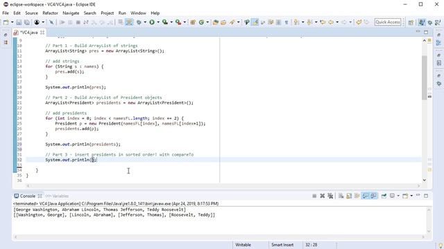 Java ArrayList with Objects and compareTo смотреть онлайн