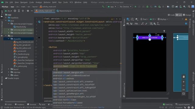 How to put icon and text together in one button | Android Studio смотреть онлайн