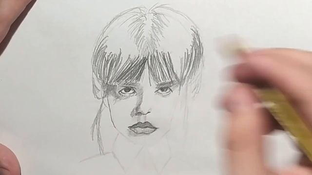 How to draw Wednesday Addams Sketch / Как нарисовать мрачную Уэнздей Аддамс смотреть онлайн
