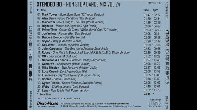 X-TENDED 80 - NON STOP DANCE MIX VOL. 24 (℗2014) смотреть онлайн