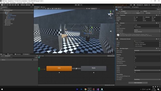 Как сделать ФНАФ пародию на движке Unity. Часть 4 - Передвижение аниматроника. смотреть онлайн