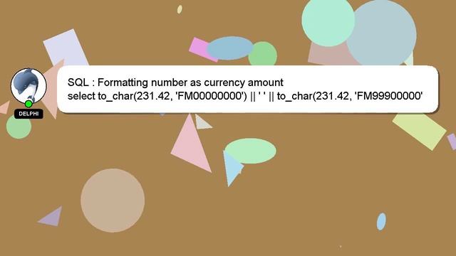 SQL : Formatting number as currency amount смотреть онлайн