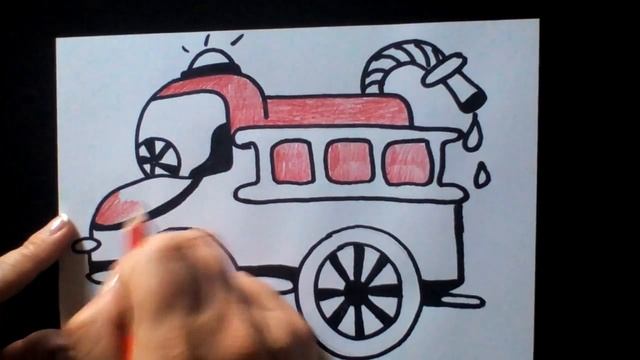 Как нарисовать пожарную машину - How to draw a fire truck Как нарисовать милые рисунки смотреть онлайн