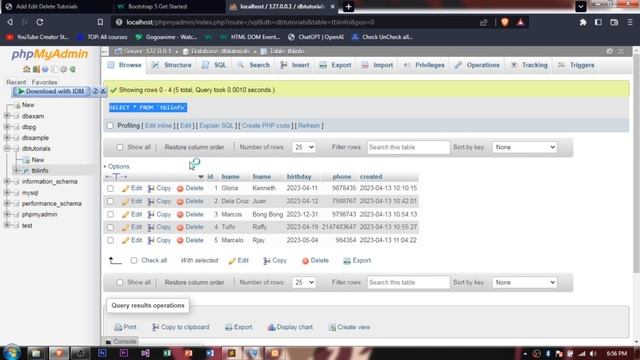 ADD, EDIT, UPDATE AND DELETE using PHP, MySQL and Java Script Part 3 Show Data in Table смотреть онлайн