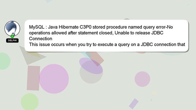 MySQL : Java Hibernate C3P0 stored procedure named query error-No operations allowed after statemen смотреть онлайн