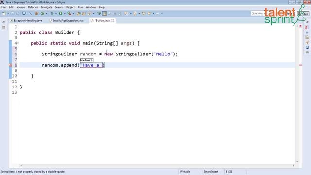 String & String Builder | Java Tutorial for Beginners 21 | TalentSprint Coding Prep смотреть онлайн