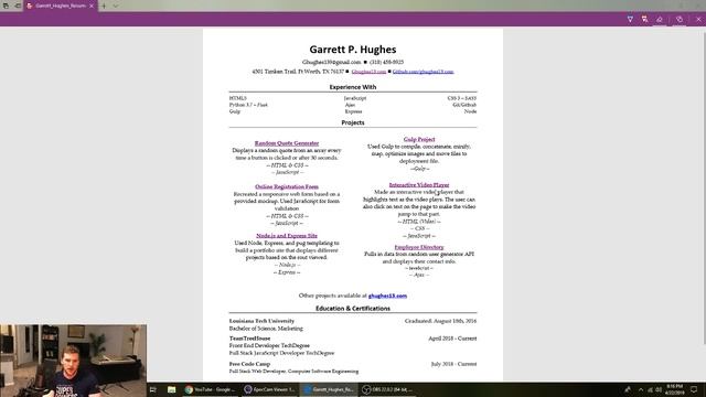 Web Developer Resume With NO Work Experience смотреть онлайн
