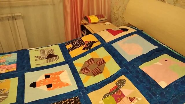 Одеяло с животными для внука. #лоскутки, #обзор, #шитье, #блоки. смотреть онлайн