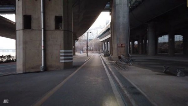 [4K] Cycling from Cheonggyecheon to Han River Bicycle Lane Seoul, South Korea.