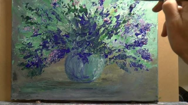 Акрил. Полевые цветы. Рисуем фон мастихином. Acrylic. Summer flowers in acrylic. смотреть онлайн