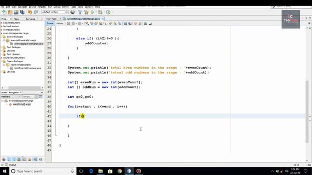 Separate even and odd numbers from a range | Java Tutorials | tebcode смотреть онлайн