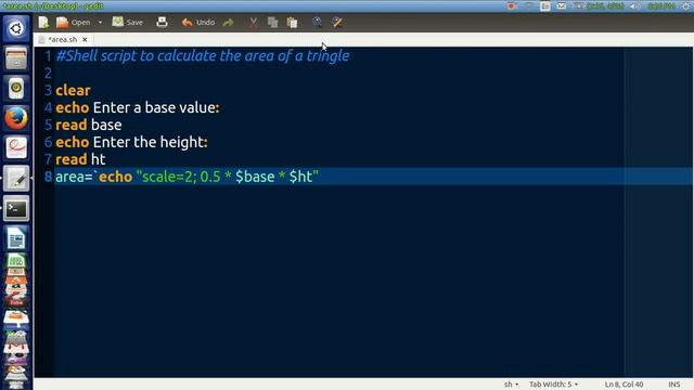 Shell script to find the area of a triangle. смотреть онлайн