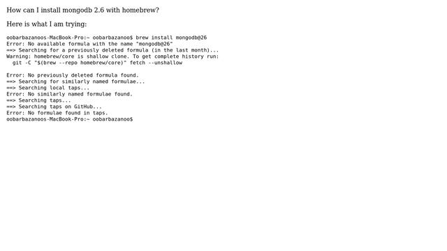 Install mongodb 2.6 with homebrew смотреть онлайн