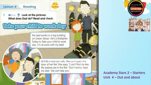 Academy Star 2 - Starters _ Unit 4 - Out and about _ Lesson 4 Reading - Take your child to work day смотреть онлайн