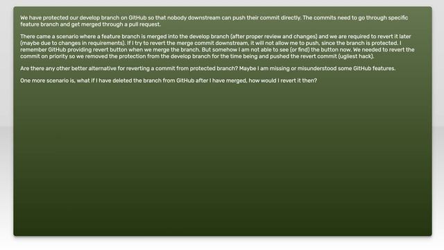 Revert a merge commit from a protected branch on GitHub.com смотреть онлайн