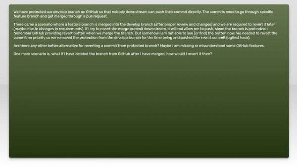 Revert a merge commit from a protected branch on GitHub.com