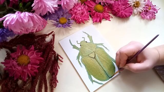 Acrylic Painting of Beetle.Картина акрилом.Как нарисовать жука.Рисуем картину жука акрилом. смотреть онлайн