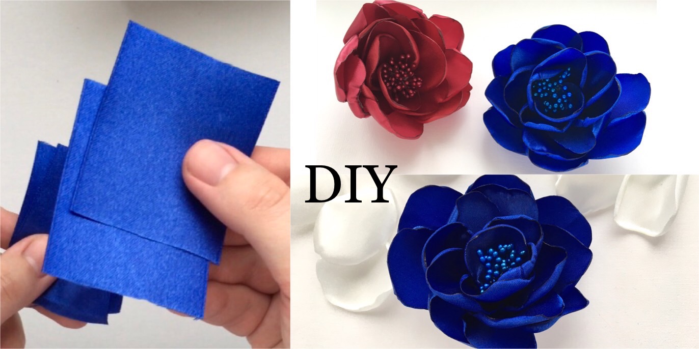 Цветы из атласных лент или атласной ткани своими руками, Мастер-класс смотреть онлайн