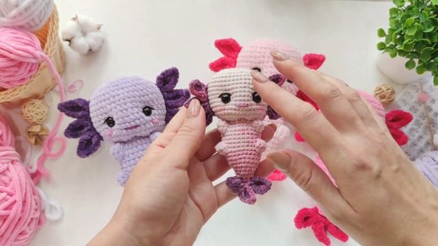 Аксолотль крючком. Готовые игрушки в разных оттенках. смотреть онлайн