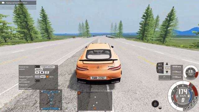 Езда по American Highway на Mercedes Benz Amg Gt63s в BeamNG.drive.