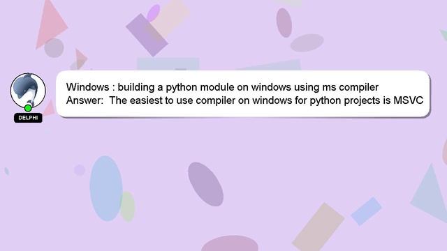 Windows : building a python module on windows using ms compiler смотреть онлайн