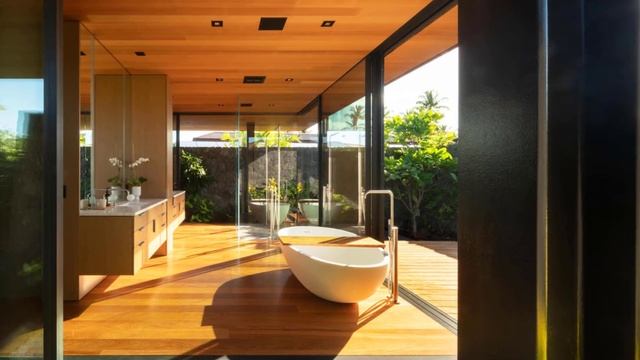 Floating House Above The Expanse Of Red And Black Lava Fields, Creating A Stunning View