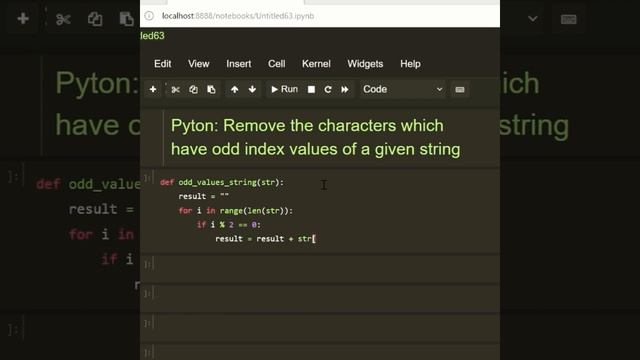 #Python Remove the characters which have odd index values of a giben string @rk_code смотреть онлайн