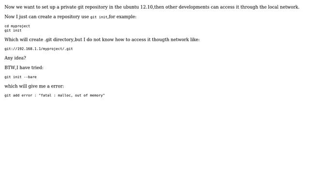 How to set up a git repository which can be accessed by network in ubuntu 12.10? смотреть онлайн