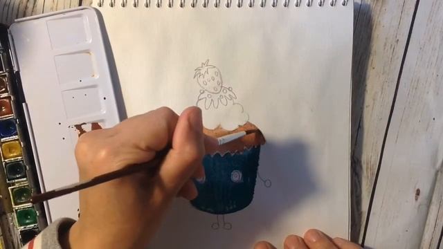 Рисуем кексик. Милый кексик акварелью. смотреть онлайн