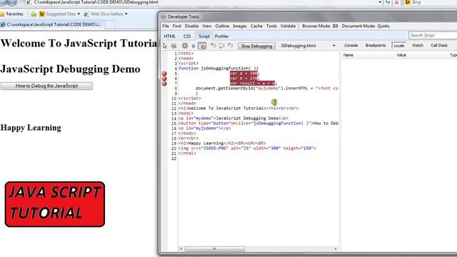 HOW TO DEBUG JAVASCRIPT CODE IN IE DEMO смотреть онлайн