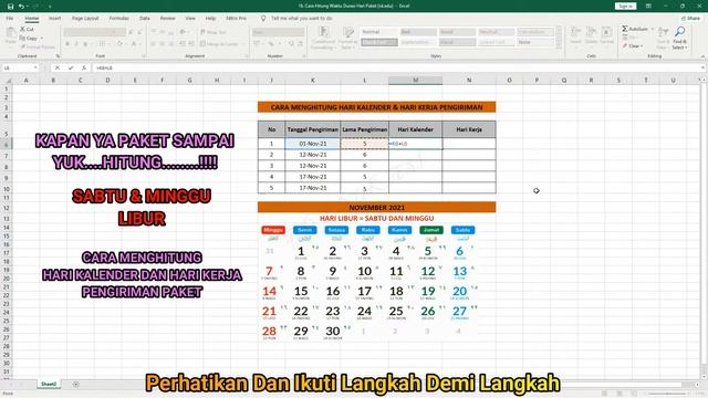 Excel Cara Menghitung Waktu Pengiriman PAKET (Hari Kalender & Hari Kerja) смотреть онлайн