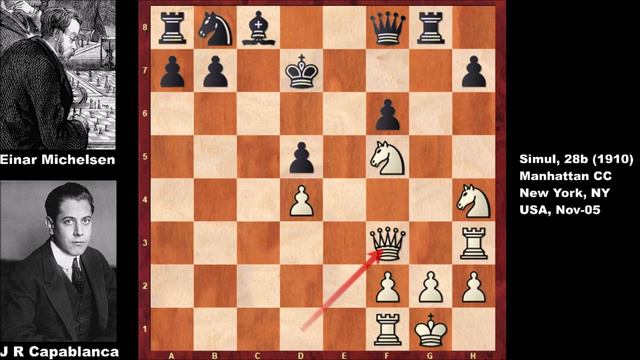 Jose Raul Capablanca vs Einar Michelsen - New York (1910) смотреть онлайн