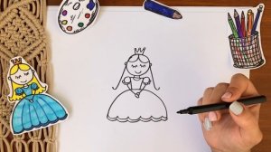 Как нарисовать принцессу ?/ Простой поэтапный урок рисования для детей 5-8 лет