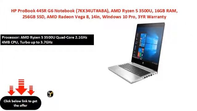 HP ProBook 445R G6 Notebook (7KK34UT#ABA), AMD Ryzen 5 смотреть онлайн