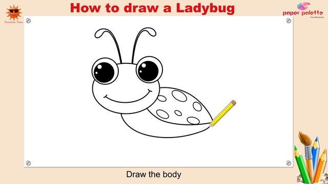 How to draw a Ladybug | Easy drawing lessons | Sunshine Toons | Paper Palette смотреть онлайн