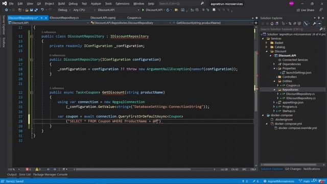 52 Developing Repository Pattern Connect PostgreSQL use Dapper on Discount API смотреть онлайн