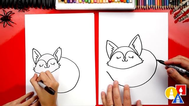 How To Draw A Cute Fox Sleeping In Fall смотреть онлайн