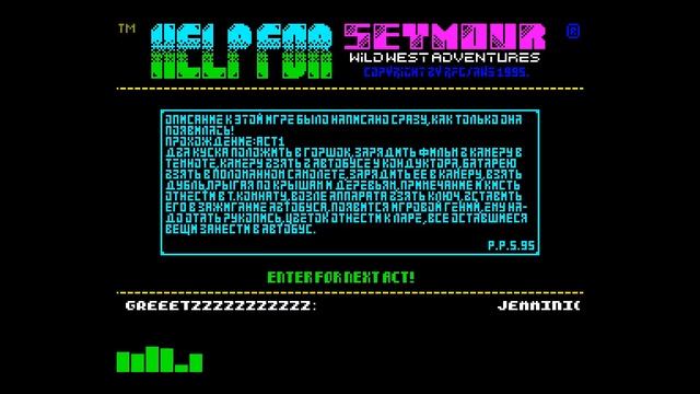 Wild West Seymour Adventures Help - AWS/Mafia/Reflection Group [#zx spectrum AY Music Demo] смотреть онлайн