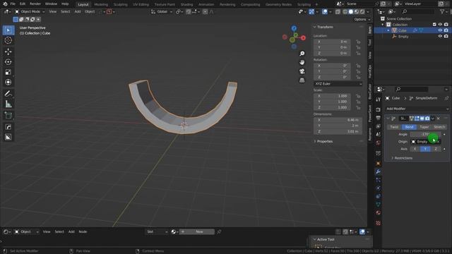Blender , модификатор Simple deform со всеми настройками смотреть онлайн