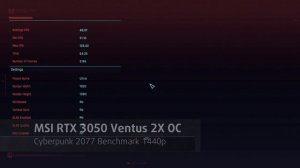 ? MSI GeForce RTX 3050 Ventus 2X OC [Desktop] - Cyberpunk 2077 Benchmark gameplay benchmarks