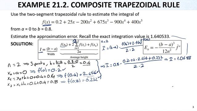Numerical Methods Lec37 Ch21 Newton Cotes Integration3 Composite Trapezoidal Rule and Example смотреть онлайн