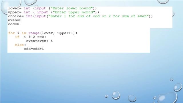 Python Loop - Sum of Odd or Even смотреть онлайн
