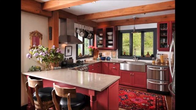 Интерьер кухни с красными фасадами (фото примеры) смотреть онлайн