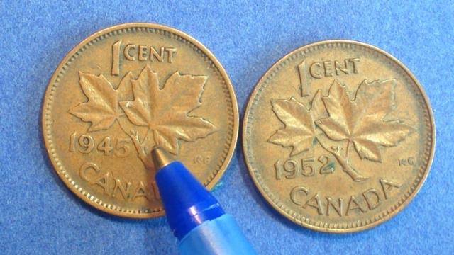 1947 Canadian 1 Cent Coins - 3 Different Varieties смотреть онлайн