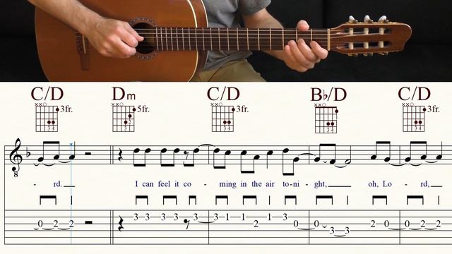IN THE AIR TONIGHT | PHIL COLLINS | Guitar Tutorial | TAB & Sheet Music | Chords, Melody & Lyrics смотреть онлайн