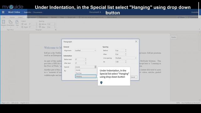 MyGuide: How To Create A Hanging Indent In Word Online