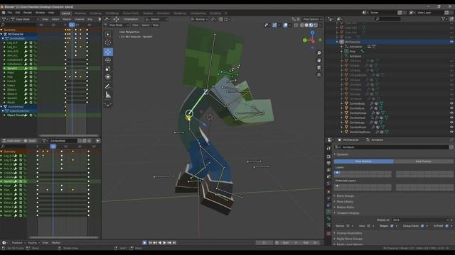 Делаю анимацию ходьбы для майнкрафт зомби / Making a walk animation for minecraft zombies смотреть онлайн