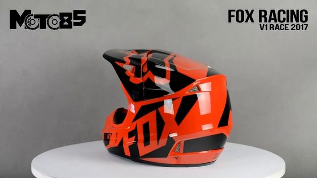 Fox Racing V1 Race 2017 шлем кроссовый, красно-черный. Вид 360° смотреть онлайн